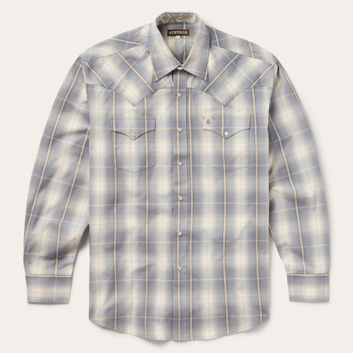 Smoke Diamonds Plaid Western Shirt Grey - Stetson