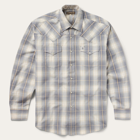 Smoke Diamonds Plaid Western Shirt Grey - Stetson