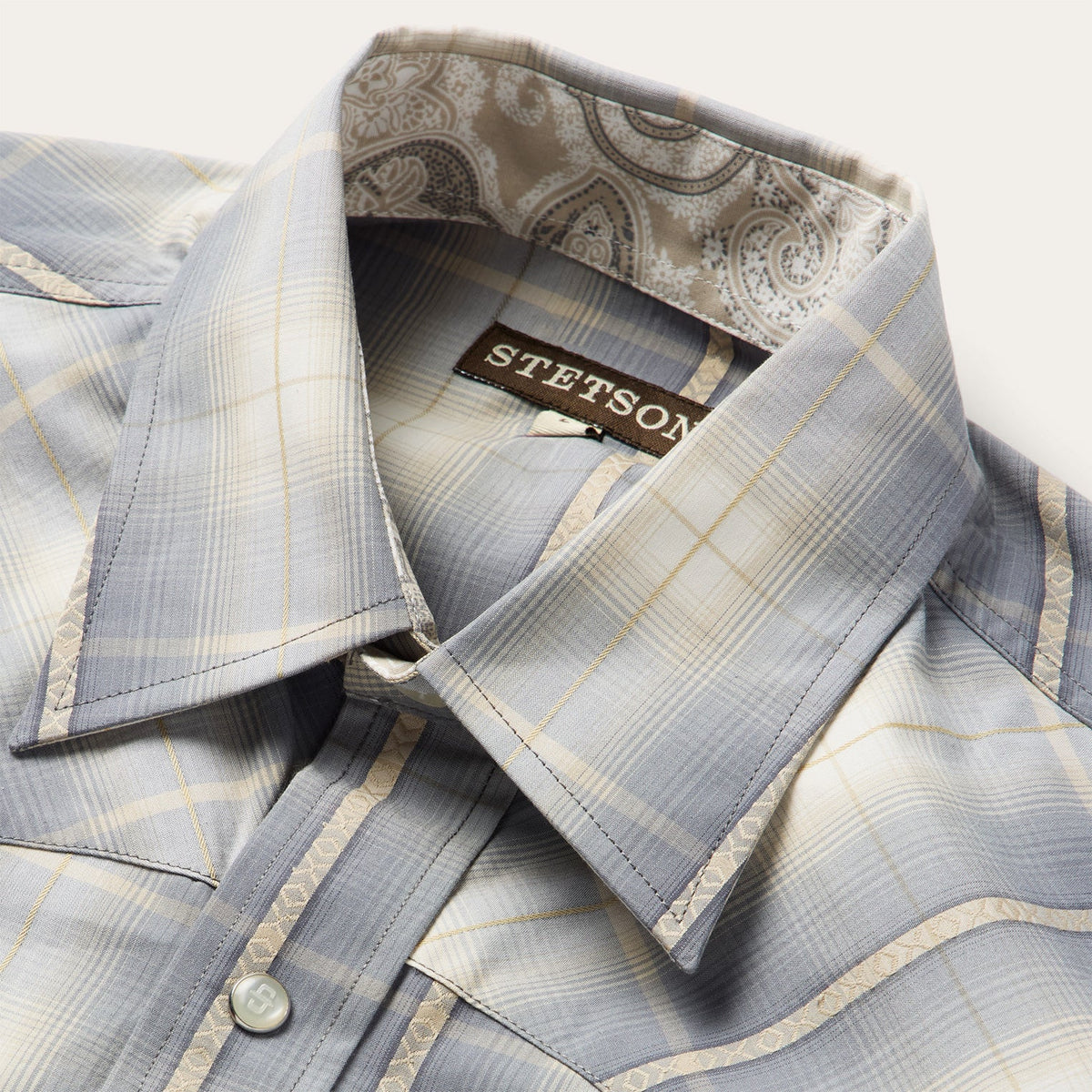 Smoke Diamonds Plaid Western Shirt Grey - Stetson