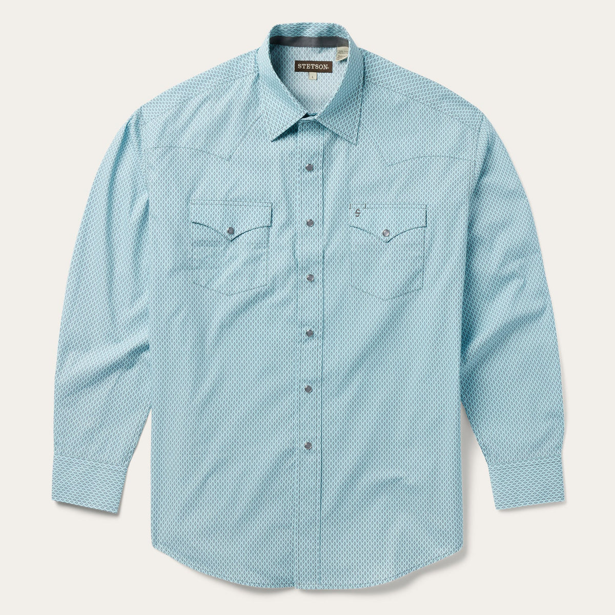 Silver Diamond Neat Print Western Shirt Blue - Stetson