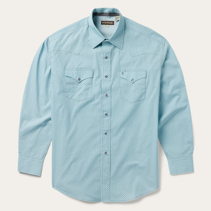 Silver Diamond Neat Print Western Shirt Blue - Stetson