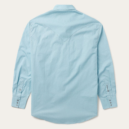 Silver Diamond Neat Print Western Shirt Blue - Stetson