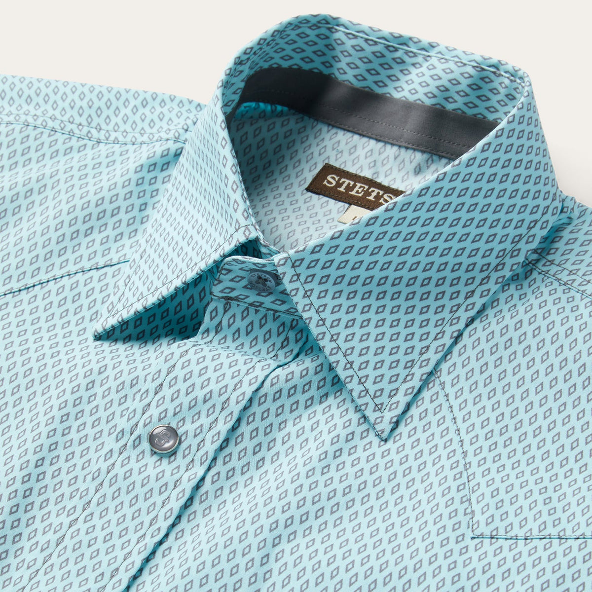 Silver Diamond Neat Print Western Shirt Blue - Stetson