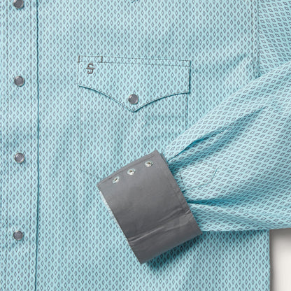 Silver Diamond Neat Print Western Shirt Blue - Stetson