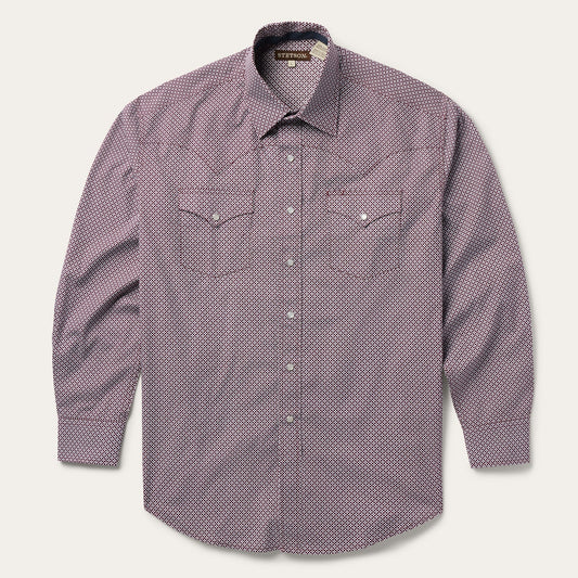Four Point Geo Print Western Shirt Blue - Stetson