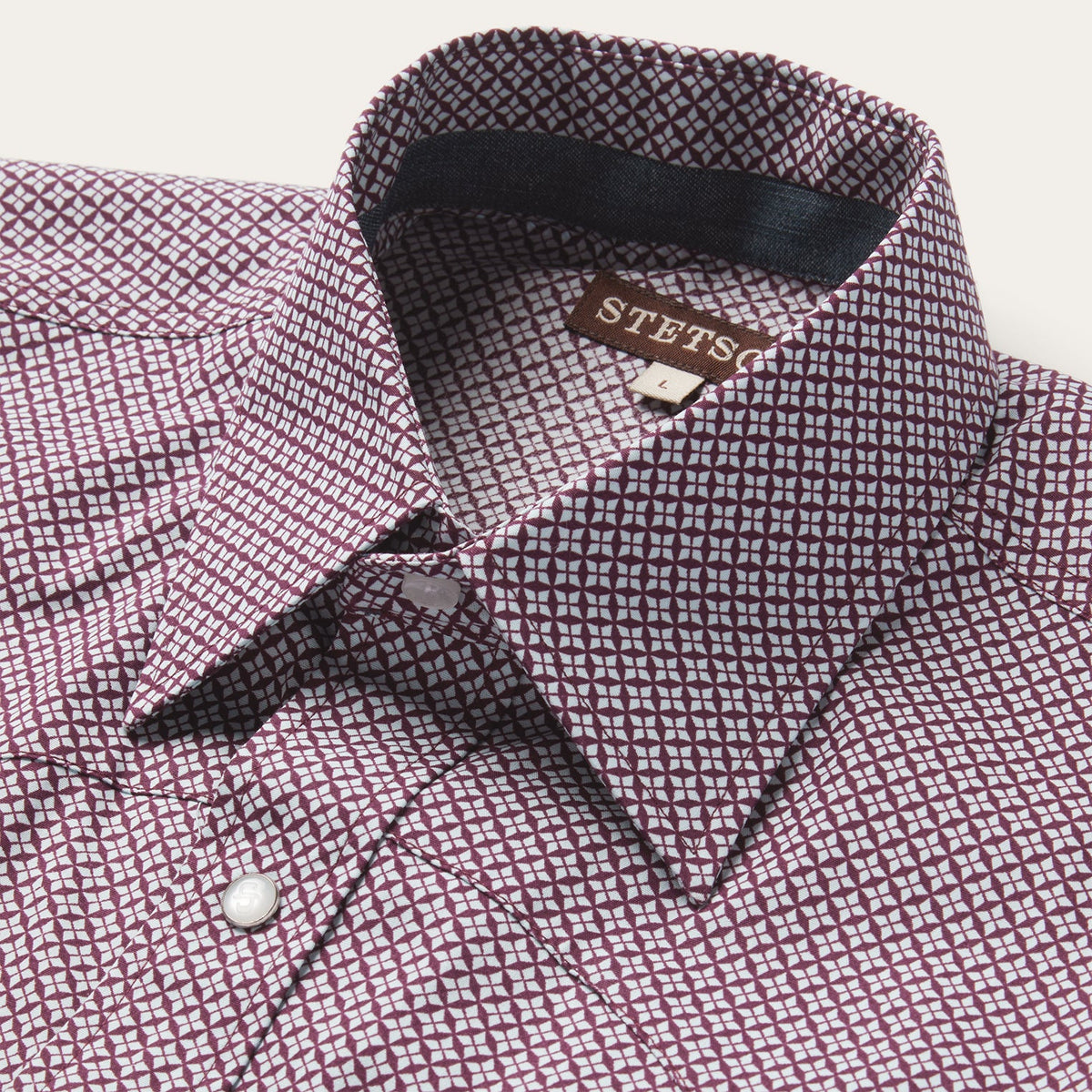 Four Point Geo Print Western Shirt Blue - Stetson
