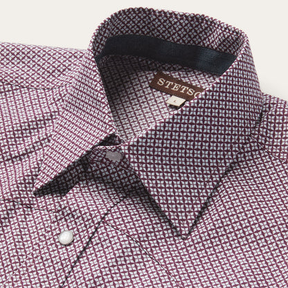 Four Point Geo Print Western Shirt Blue - Stetson