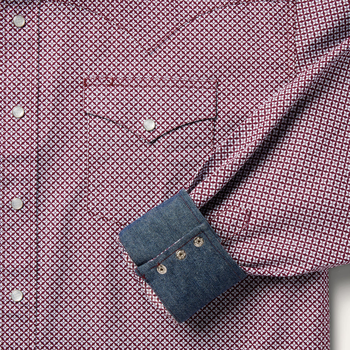 Four Point Geo Print Western Shirt Blue - Stetson