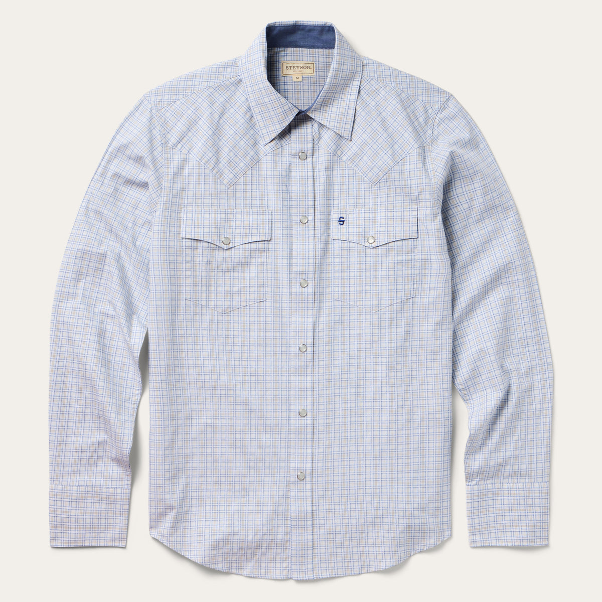 Ombre Plaid Check Western Shirt Blue - Stetson