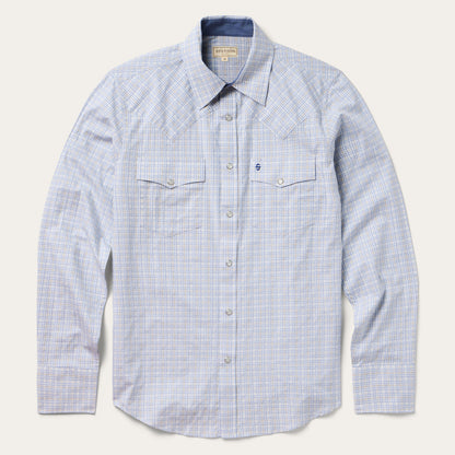 Ombre Plaid Check Western Shirt Blue - Stetson