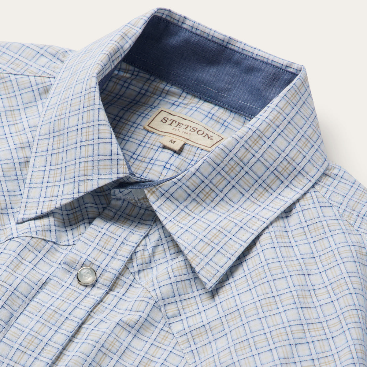 Ombre Plaid Check Western Shirt Blue - Stetson