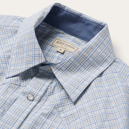Ombre Plaid Check Western Shirt Blue - Stetson