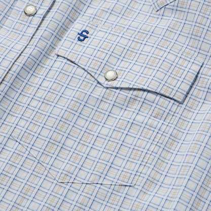 Ombre Plaid Check Western Shirt Blue - Stetson