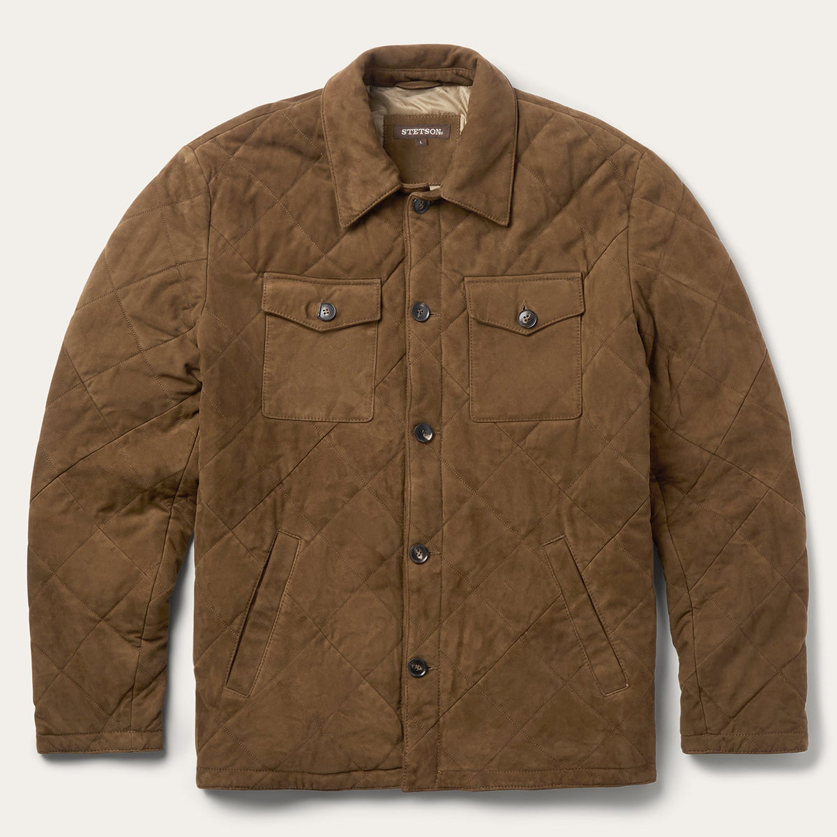 Quilted Suede Jacket Brown - Stetson