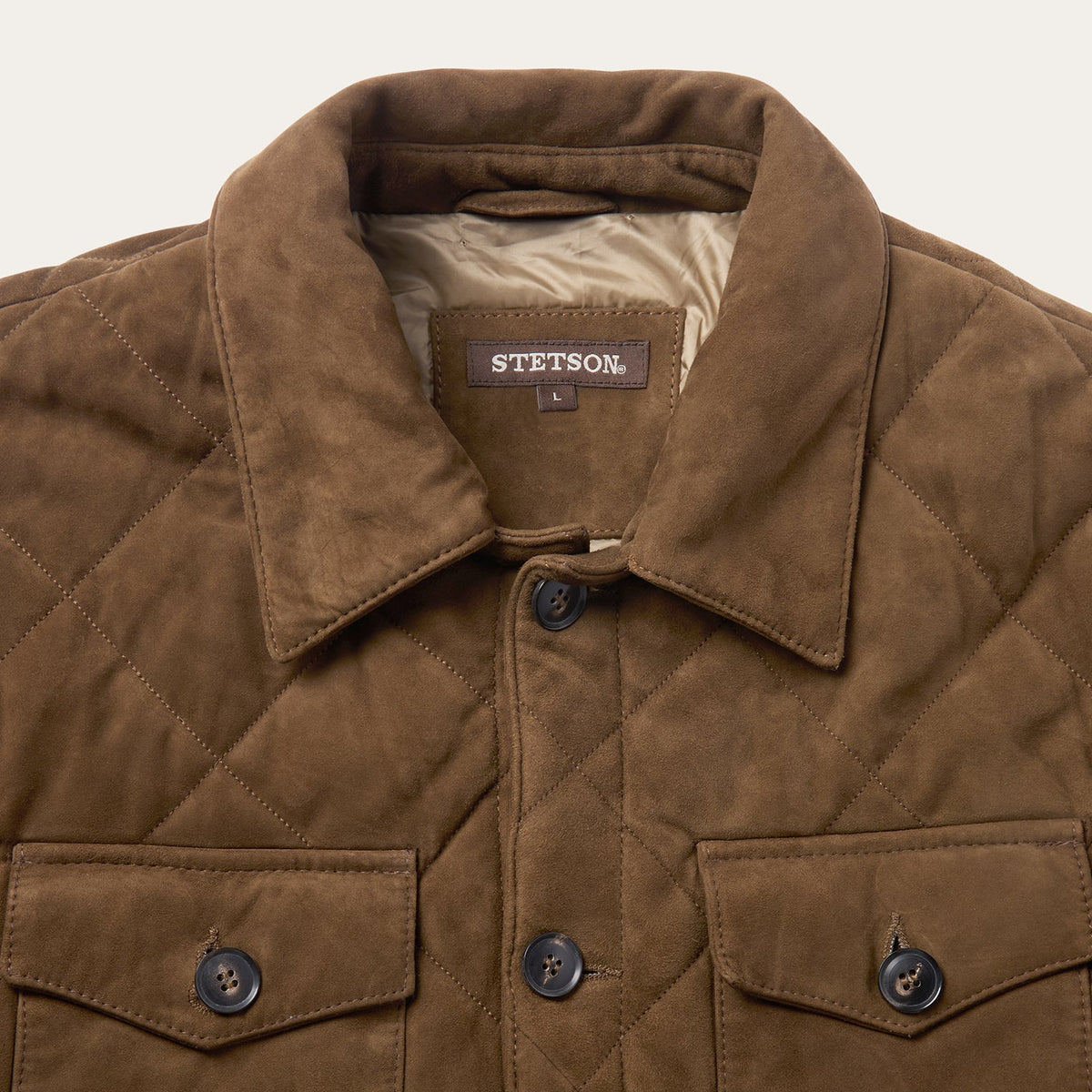 Quilted Suede Jacket Brown - Stetson