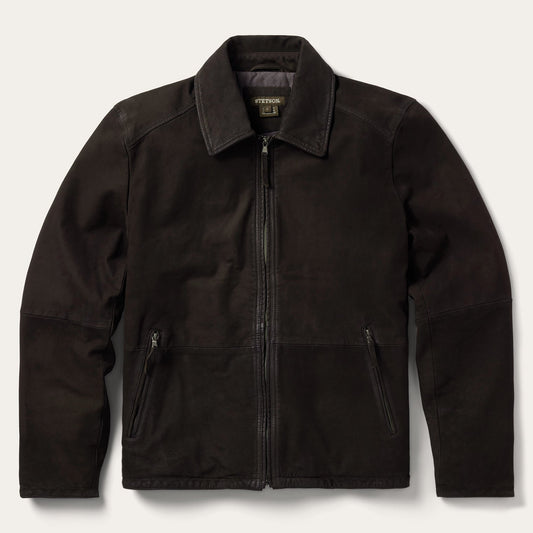 Zip Front Suede Leather Jacket Brown - Stetson
