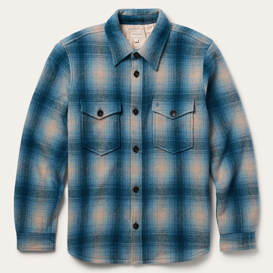 Wool Plaid Shirt Jacket Blue - Stetson