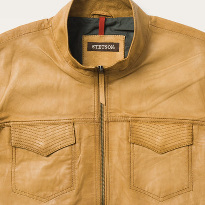 Butter Soft Distressed Leather Jacket Brown - Stetson
