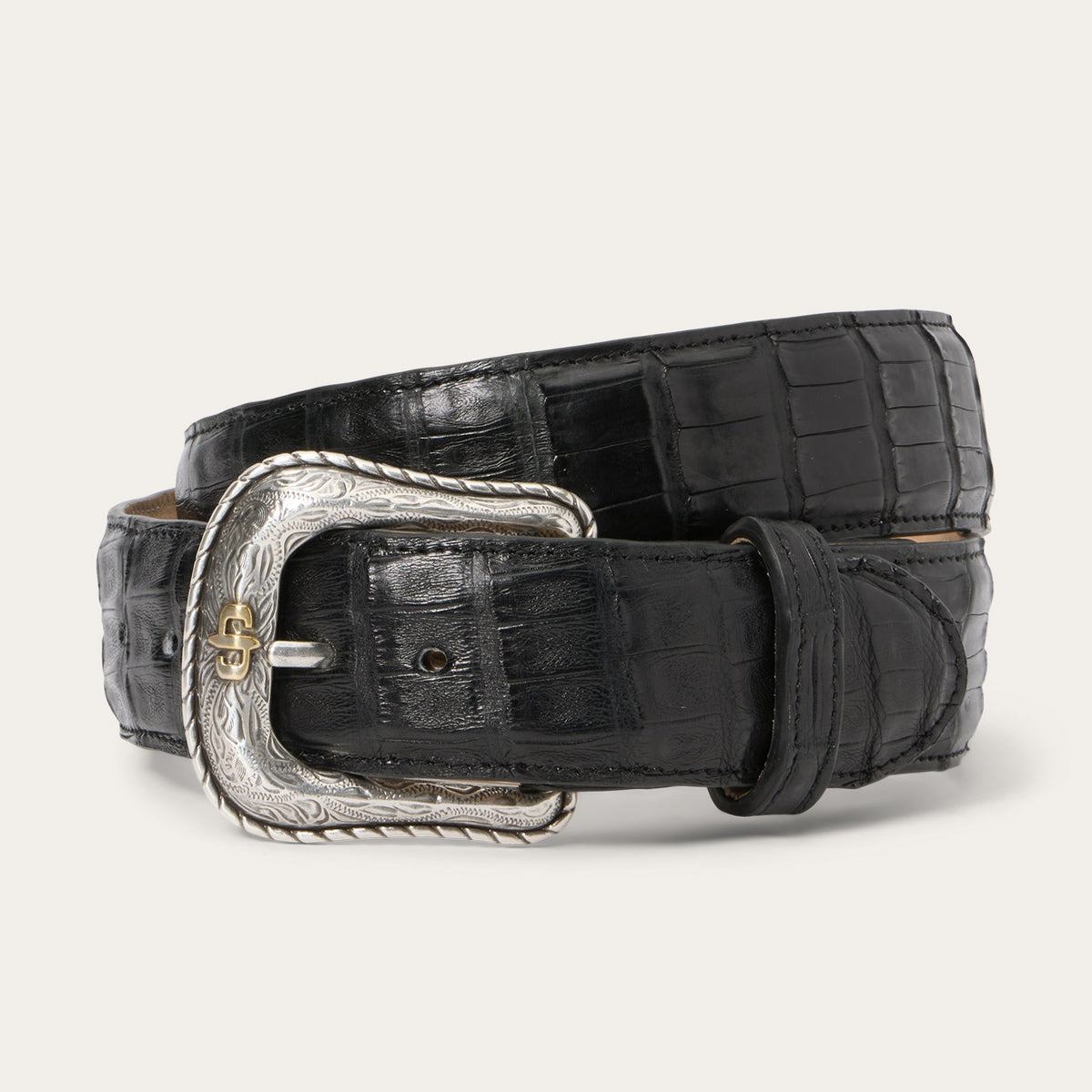 Caiman Western Tab Belt Black Classic - Stetson