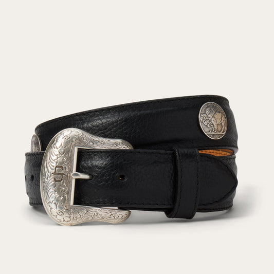 Bison Leather Concho Belt Black - Stetson