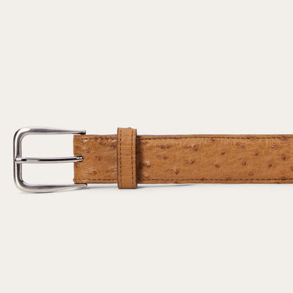Ostrich Western Tab Belt - 1 1/4" Width Antique Cognac - Stetson