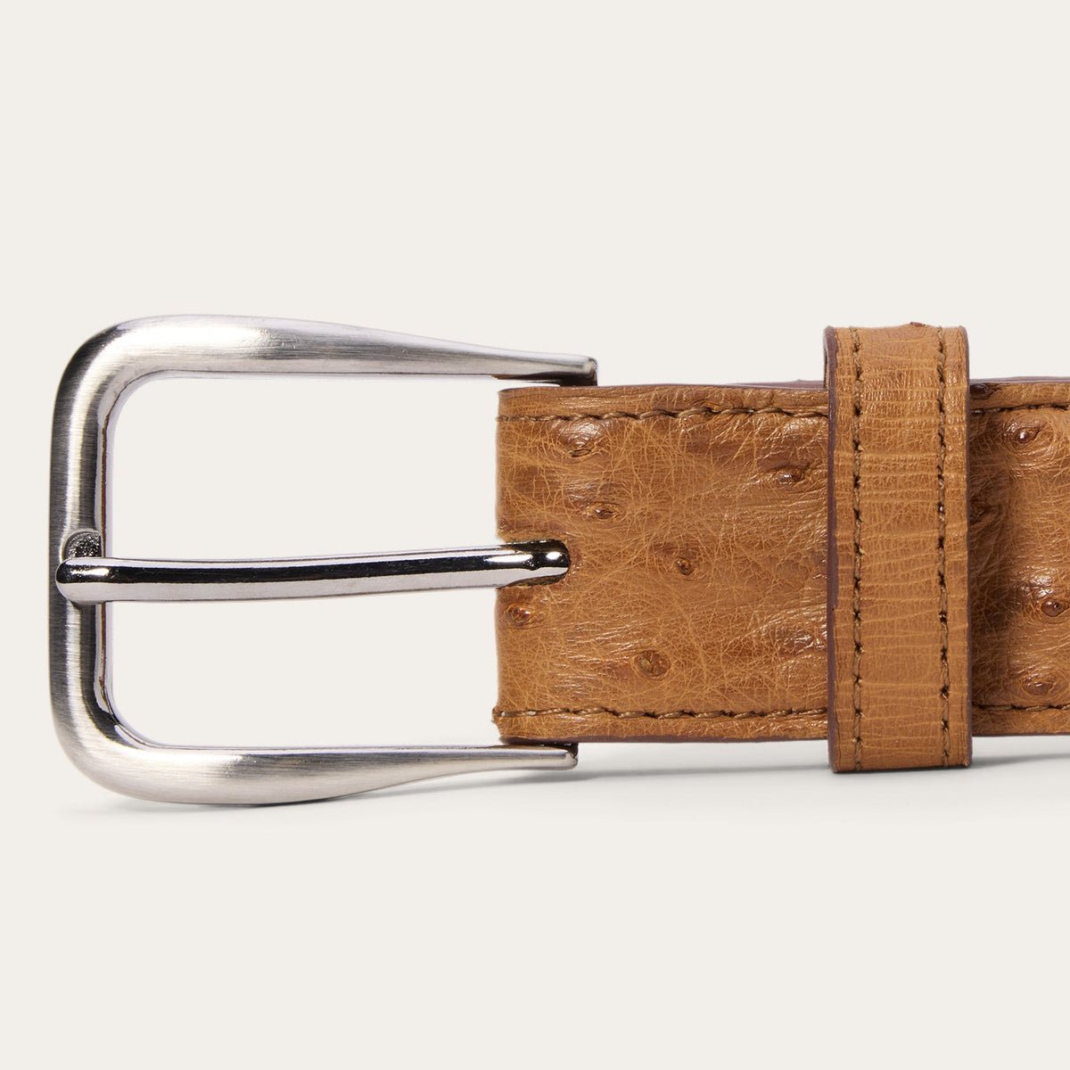 Ostrich Western Tab Belt - 1 1/4" Width Antique Cognac - Stetson