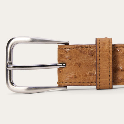 Ostrich Western Tab Belt - 1 1/4" Width Antique Cognac - Stetson