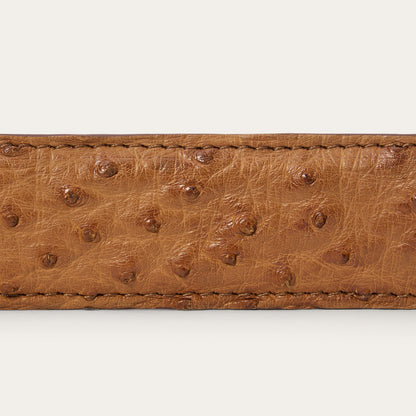 Ostrich Western Tab Belt - 1 1/4" Width Antique Cognac - Stetson