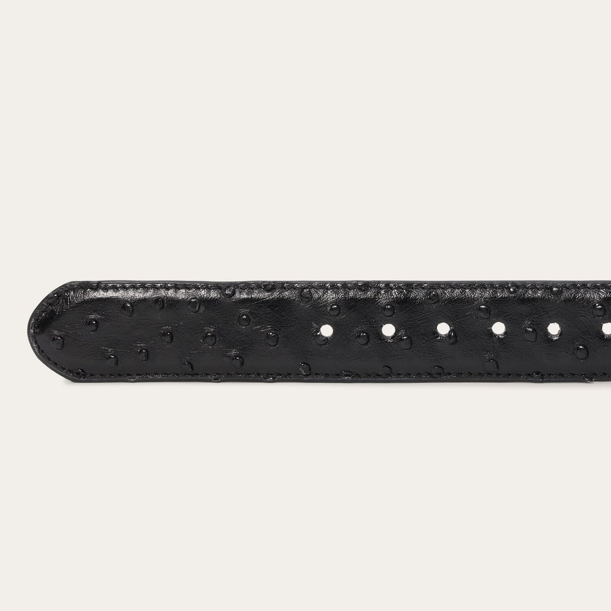 Ostrich Western Tab Belt - 1 1/4" Width Black Classic - Stetson