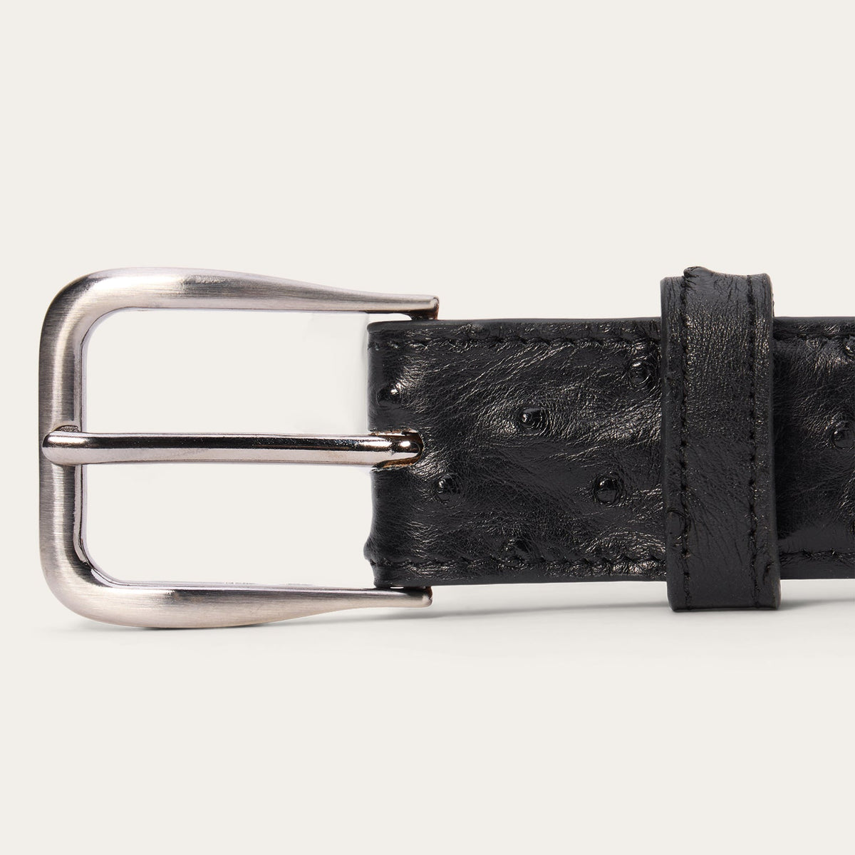Ostrich Western Tab Belt - 1 1/4" Width Black Classic - Stetson