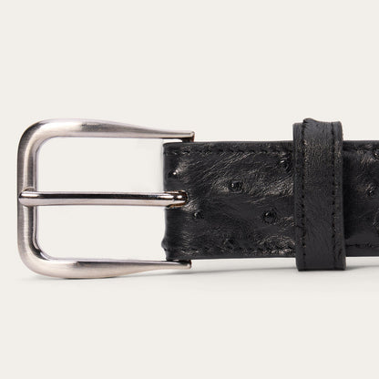 Ostrich Western Tab Belt - 1 1/4" Width Black Classic - Stetson
