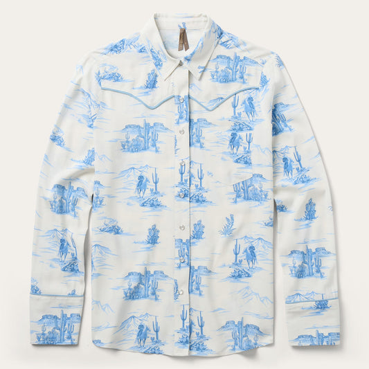 Indigo Trail Print Shirt White - Stetson