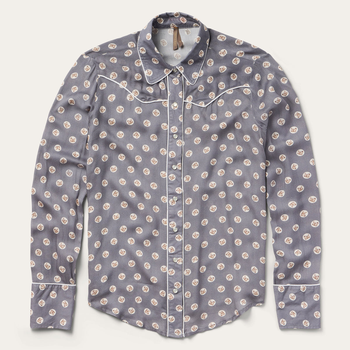 Horse Pennies Print Western Shirt Grey - Stetson