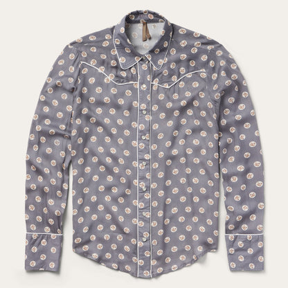 Horse Pennies Print Western Shirt Grey - Stetson