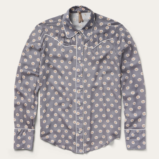 Horse Pennies Print Western Shirt Grey - Stetson