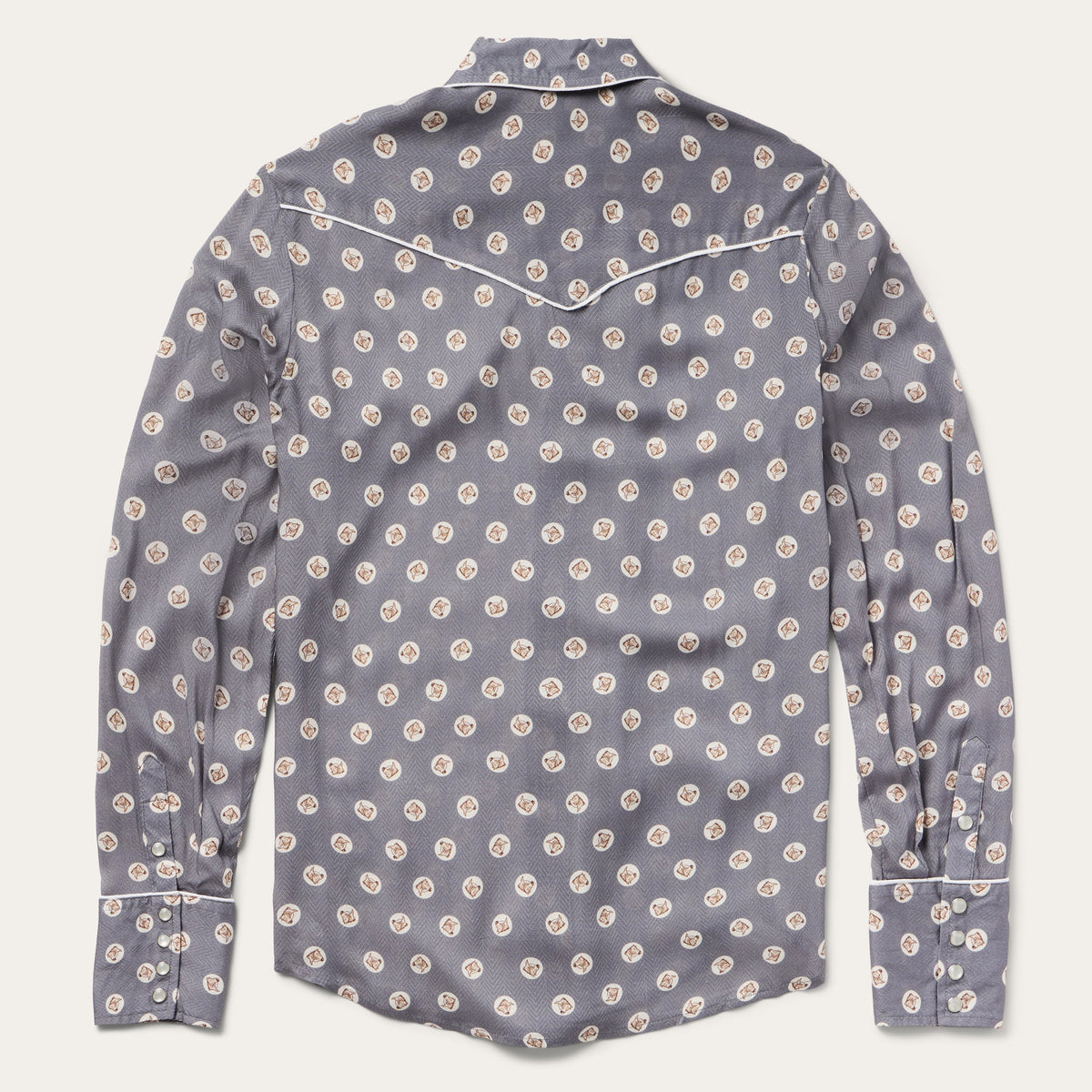 Horse Pennies Print Western Shirt Grey - Stetson