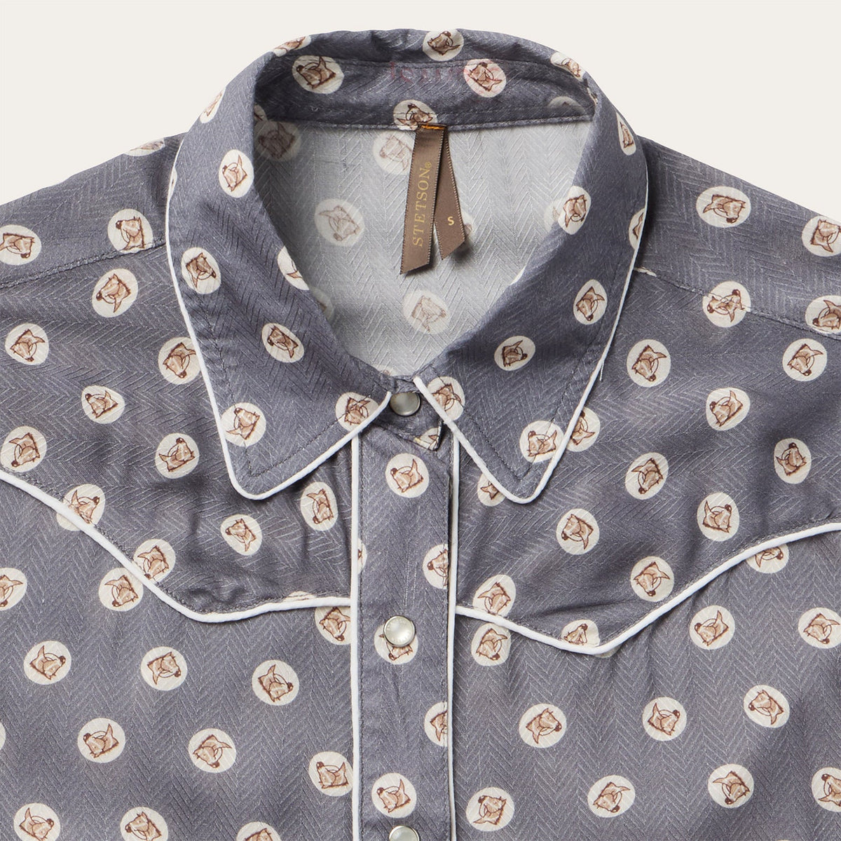 Horse Pennies Print Western Shirt Grey - Stetson
