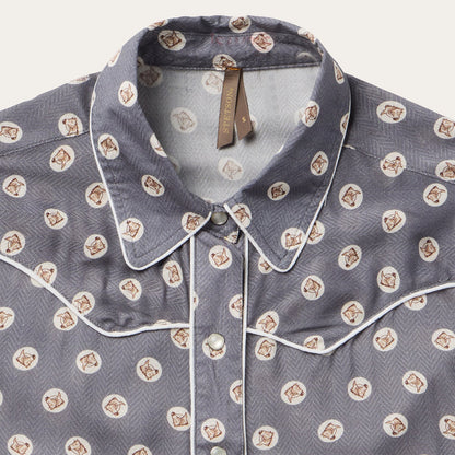 Horse Pennies Print Western Shirt Grey - Stetson