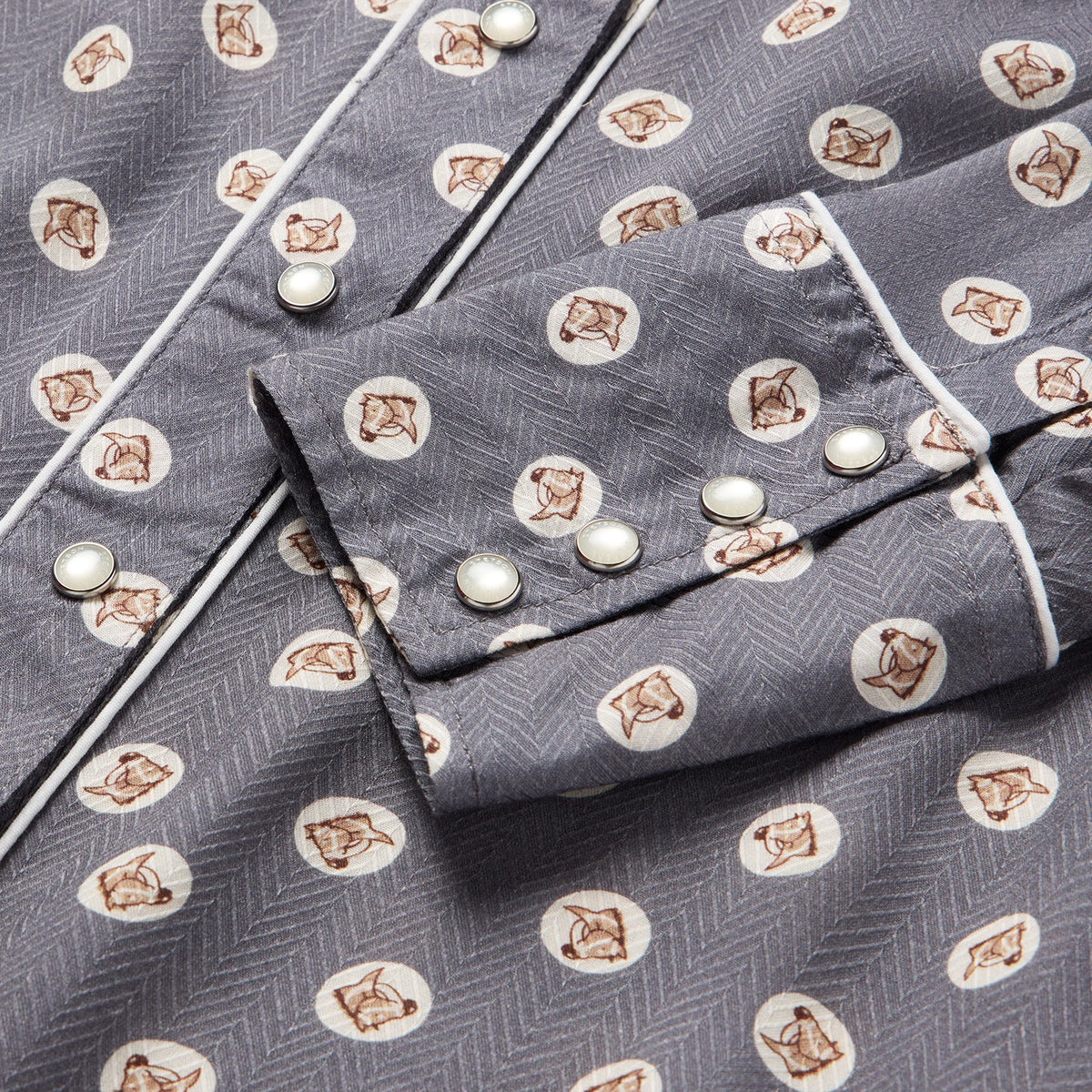 Horse Pennies Print Western Shirt Grey - Stetson