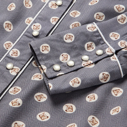 Horse Pennies Print Western Shirt Grey - Stetson