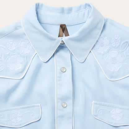 Embroidered Retro Western Shirt Blue - Stetson