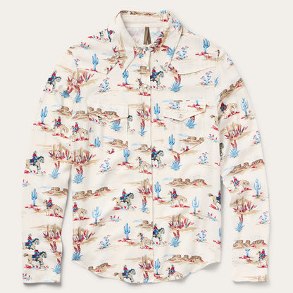 Desert Trail Print Western Shirt White - Stetson