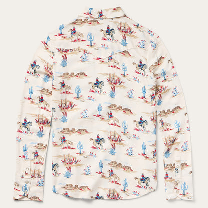 Desert Trail Print Western Shirt White - Stetson