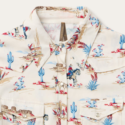 Desert Trail Print Western Shirt White - Stetson