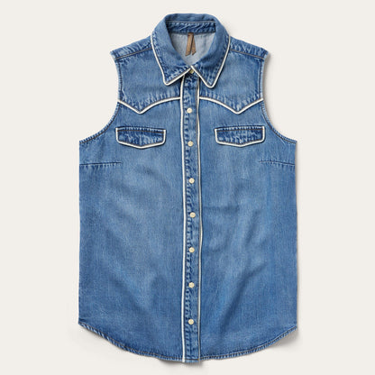 Sleeveless Denim Western Shirt Blue - Stetson