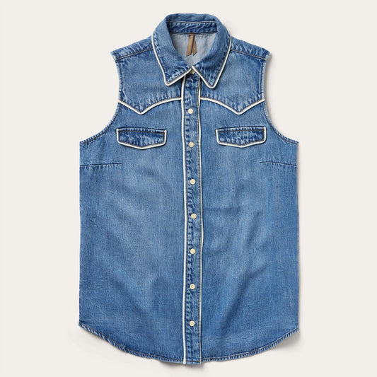 Sleeveless Denim Western Shirt Blue - Stetson
