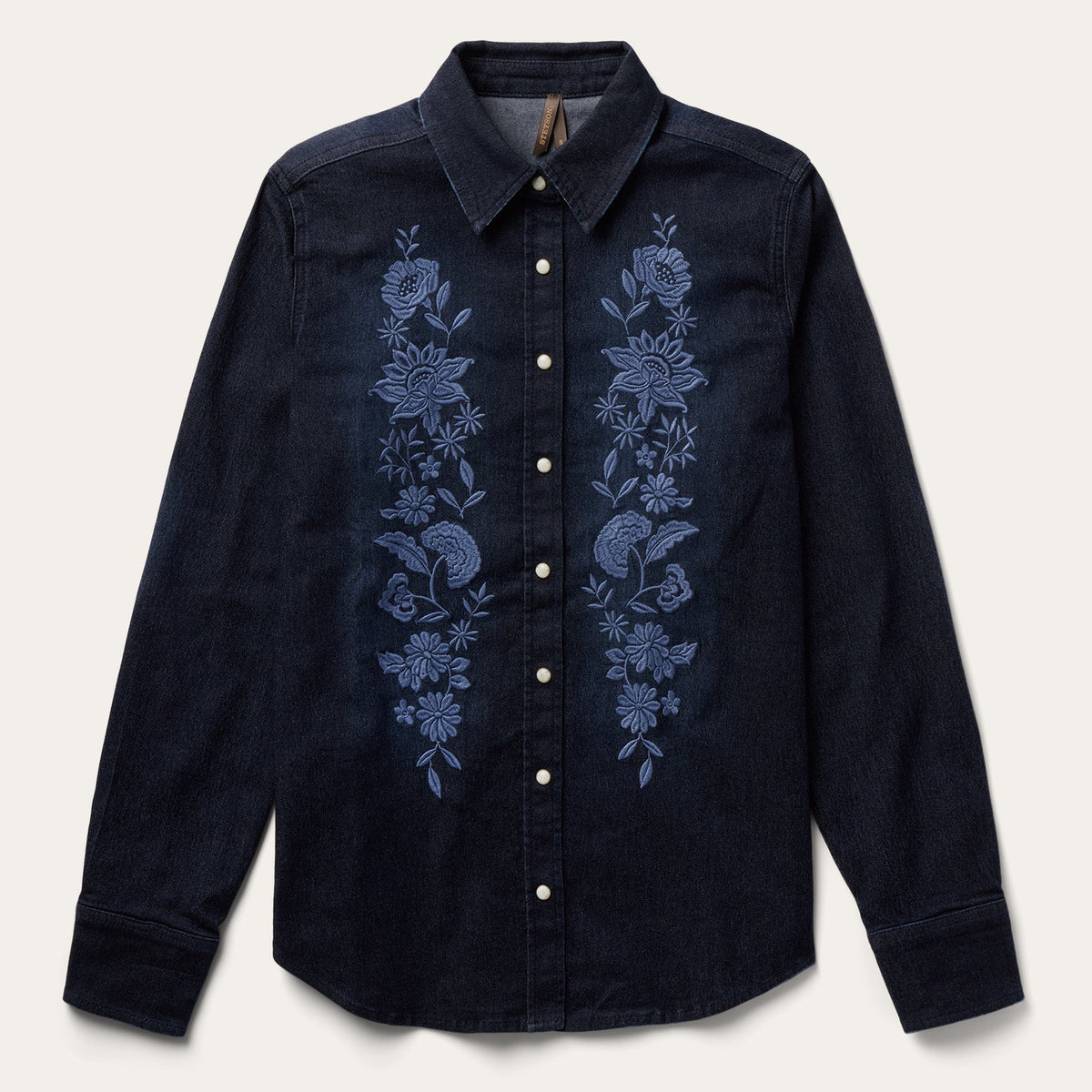 Embroidered Dark Denim Snap Front Shirt Blue - Stetson