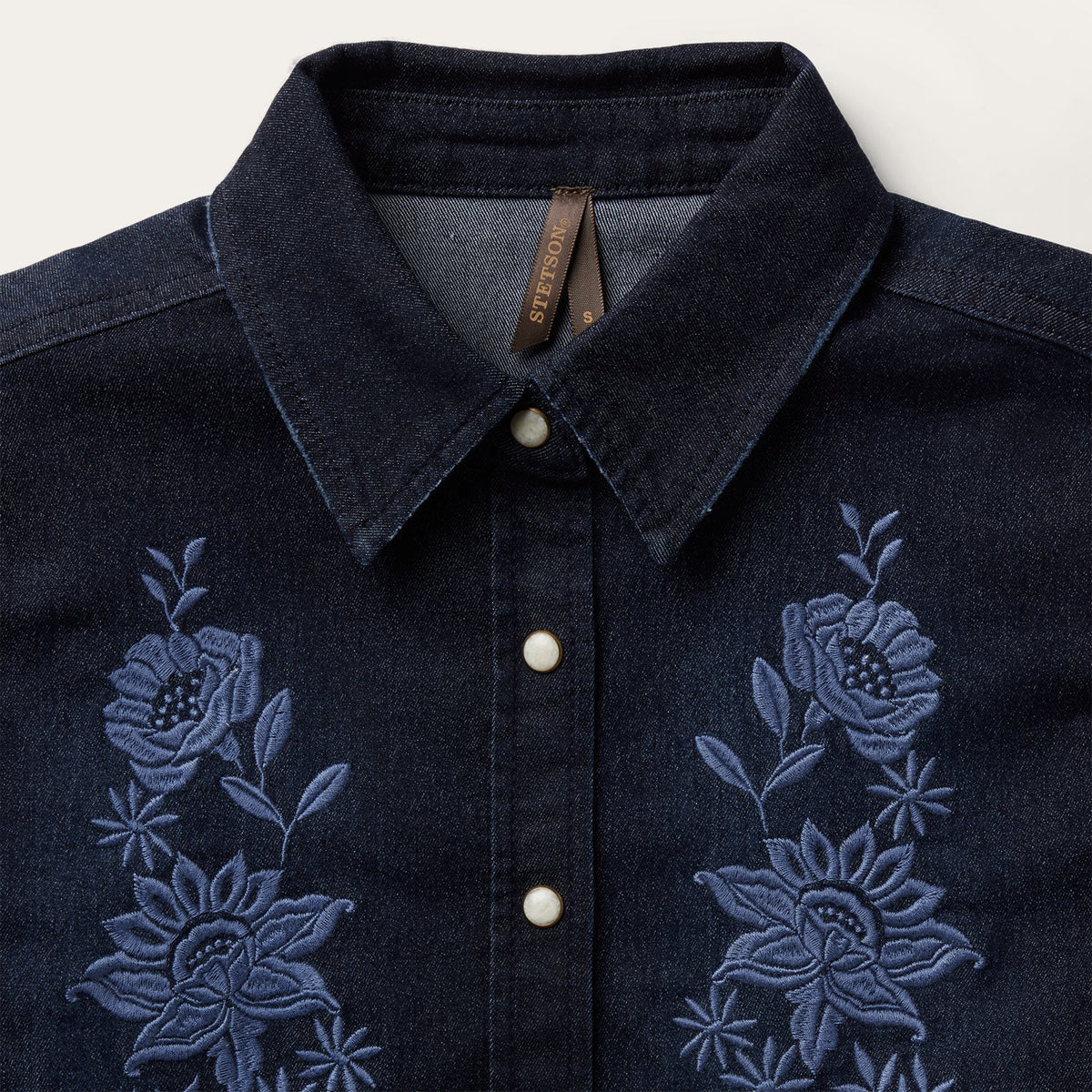 Embroidered Dark Denim Snap Front Shirt Blue - Stetson
