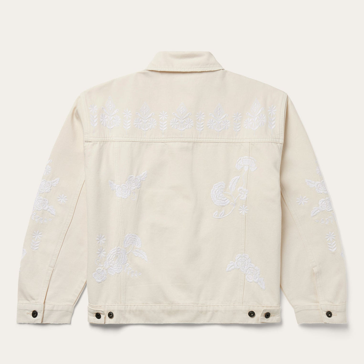 Embroidered Cream Denim Jacket White - Stetson