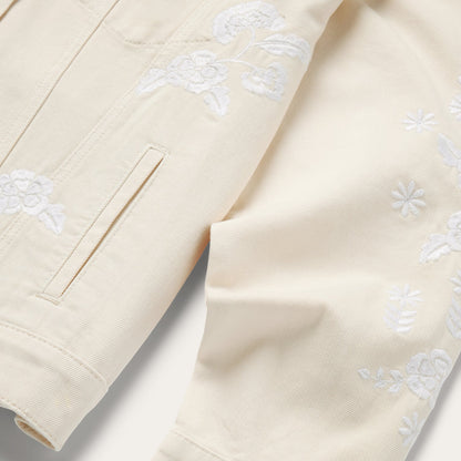 Embroidered Cream Denim Jacket White - Stetson
